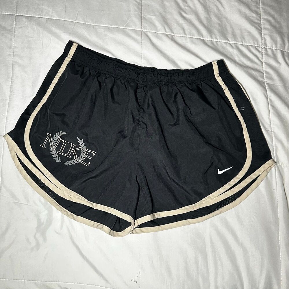 Nike Womens Dri Fit Shorts XL Black Tempo Victory Graphic Elastic Waist